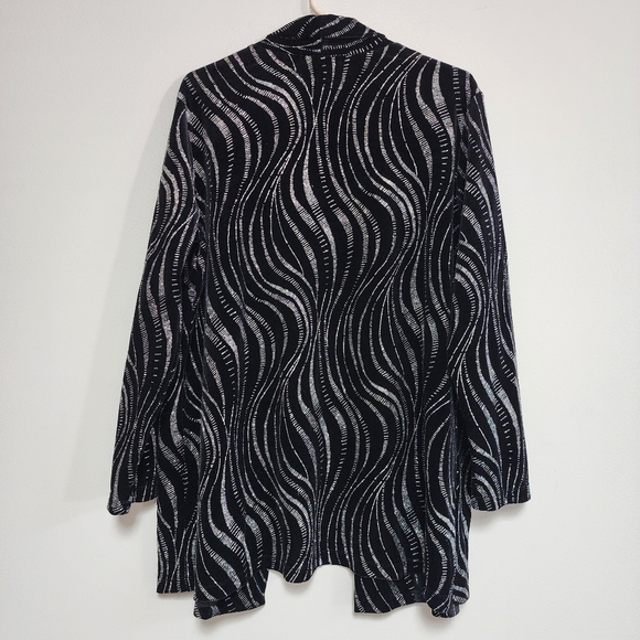 Notations open front roll collar black silver cardigan blazer - Picture 5 of 9